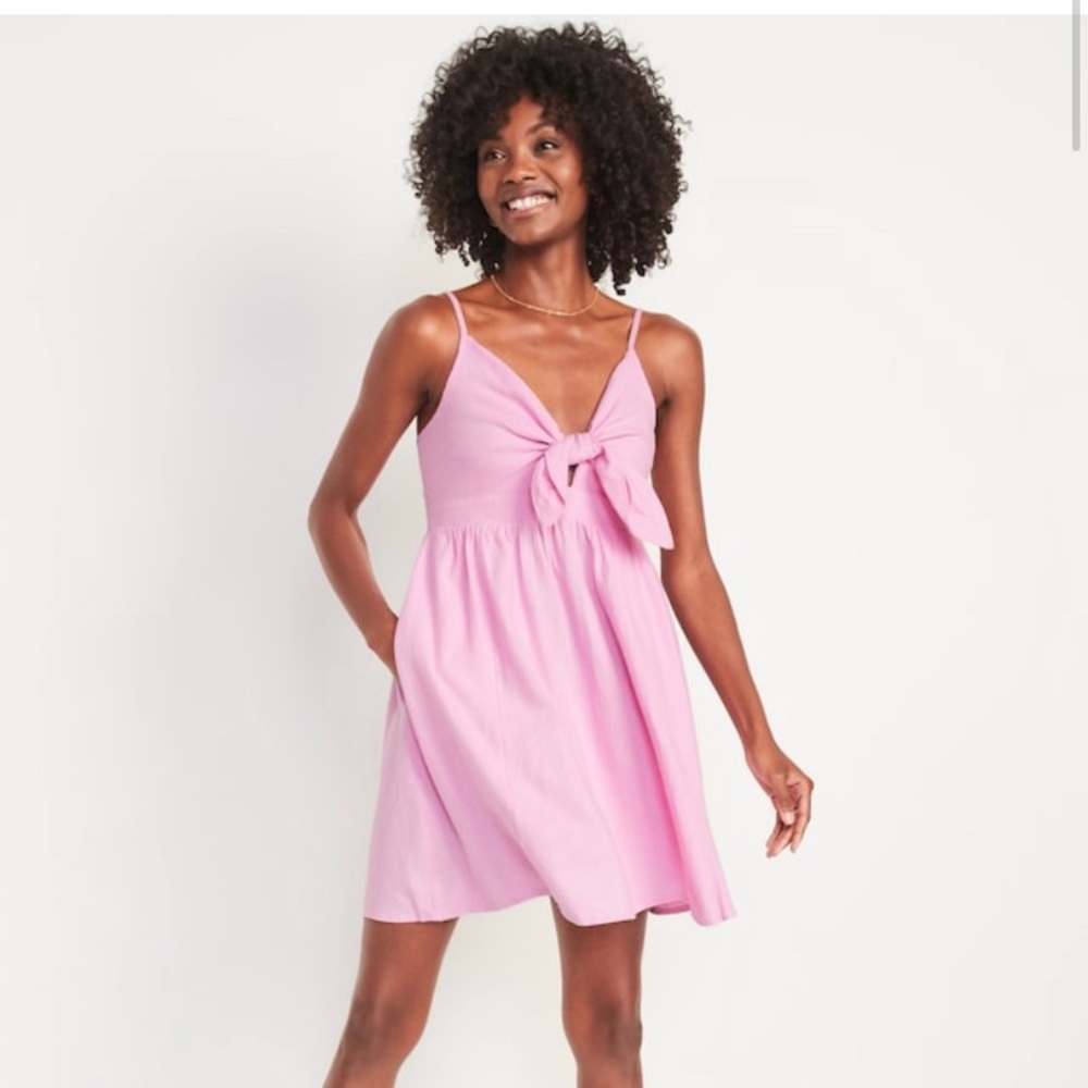 Pink tie-front Mini Dress